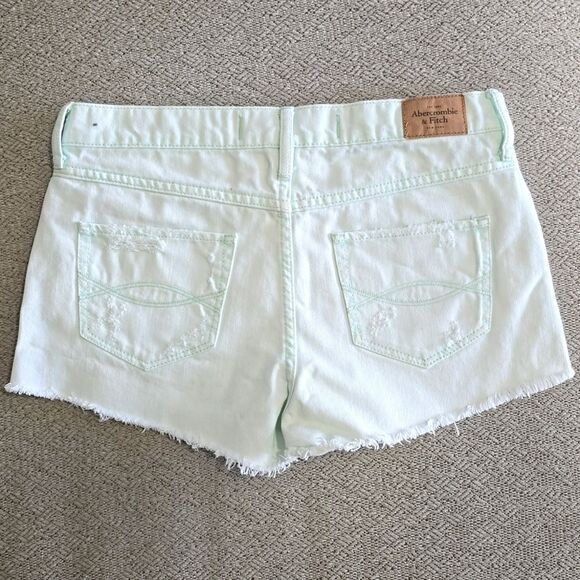 Abercrombie & Fitch Mint Green Distressed Jean Shorts - Size 4/27 - Picture 2 of 13